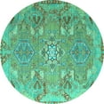 thumbnail image 1 of Ahgly Company Indoor Round Persian Turquoise Blue Traditional Area Rugs, 5' Round, 1 of 4