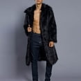 thumbnail image 5 of Jinhomg Long Winter Coats for Men Casual Faux Fur Coat Single Breasted Business Cozy Fur Jacket Winter Classic Fur Collar Outerwear Black,M, 5 of 7