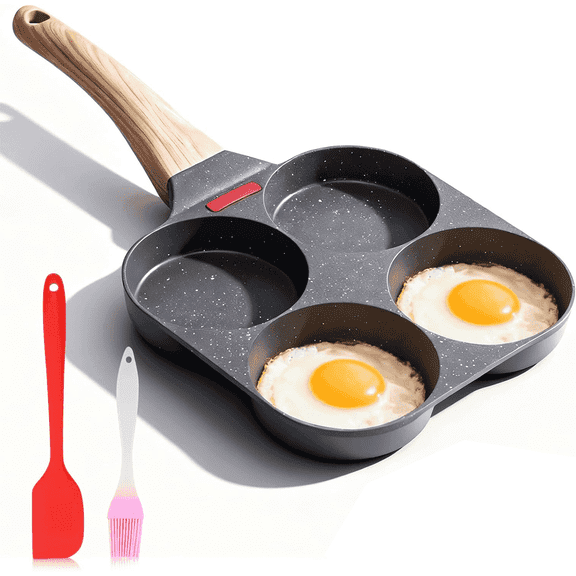 4-Cup Nonstick Pancake Pan – Breakfast Egg Pan, Omelette Skillet, Compatible with Gas & Induction Cooktops
