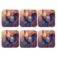 thumbnail image 2 of Pofeuu Rooster Oil Painting Print Leather Coasters Set of 6, Round Cups Mugs Mat Pad for Home Kitchen Heat Resistant Drink Coasters,Square, 2 of 7
