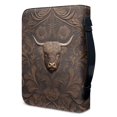 thumbnail image 3 of HELLHERO Tooled Leather Bull Bible Carrying Case for Women, Lightweight Bible Cover with Pencil Holder for Church Bible Study Outdoor Study, 3 of 12