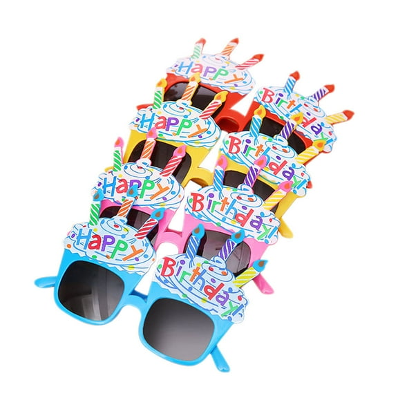 Worgeous 4pcs Happy Birthday Party Glasses Novelty Candle Sunglasses Fun Boys Girls Birthday Gift Props (Red Blue Pink Yellow)