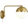 thumbnail image 5 of 360 Lighting Kelowna Modern Swing Arm Wall Lamp with Cord Cover Brass Plug-in Light Fixture Glass Globe Shade for Bedroom Bedside Living Room Reading, 5 of 7