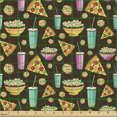 thumbnail image 2 of Ambesonne Food Fabric by the Yard Upholstery, Drinks Pizza Cookies Popcorn, 3 Yards, Dark Brown Multicolor, 2 of 5