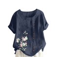 thumbnail image 1 of Camisetas de Manga Corta para las Mujeres Impreso Botón de Manga Corta Camiseta Blusa Poliéster, Ropa Casual Mirar Superior para las Mujeres, 1 of 4