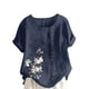 thumbnail image 1 of Camisetas de Manga Corta para las Mujeres Impreso Botón de Manga Corta Camiseta Blusa Poliéster, Ropa Casual Mirar Superior para las Mujeres, 1 of 4