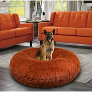 Angle View: Bessie and Barnie Signature Rustic Brick Shag Extra Plush Faux Fur Bagel Pet/ Dog Bed