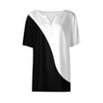 thumbnail image 4 of Women Summer Tops Women Summer Fashion Tops Printed V Neck Short Sleeved Shirts Casual Loose Comfortable Long Sleeve Shirt Pack Dressy Womens Blouses Workout Shirts for Long Sleeve Athletic Black L, 4 of 5