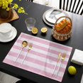 thumbnail image 3 of Pink Striped Placemats Set of 6, Farmhouse Vintage Stripes Placemats for Dining Table, Place Mats for Kitchen Tabletop, Waterproof Wipeable Dining Table Mats Set, 3 of 9