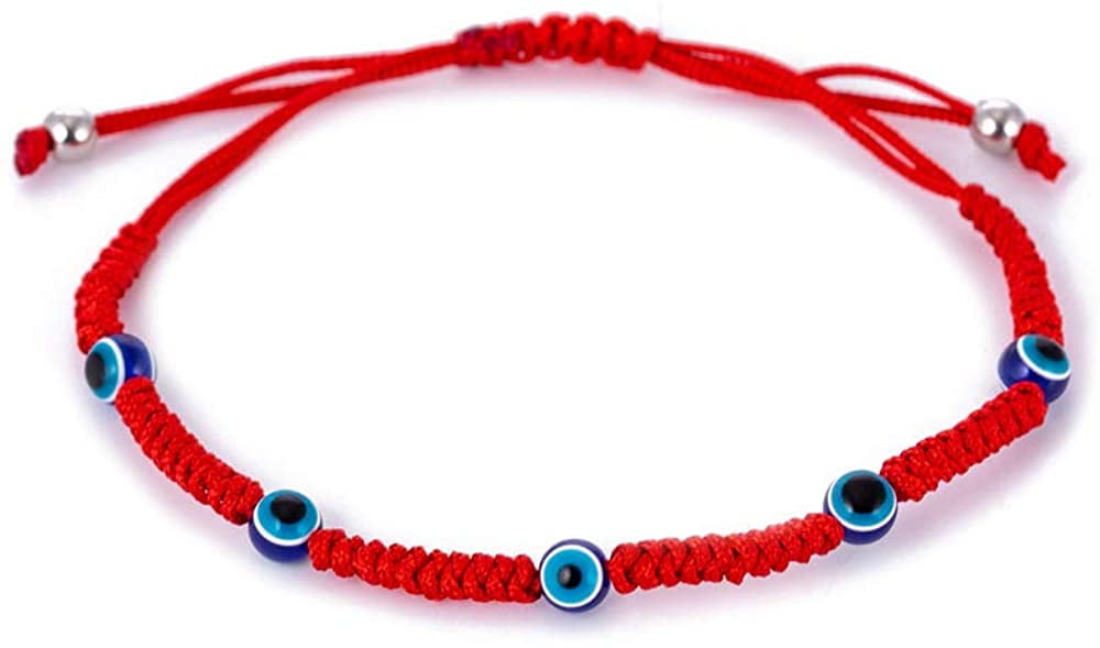 6pcs Evil Eye String Kabbalah Bracelets for Protection and Luck Hand-Woven Red Rope Cord Thread Friendship Bracelet Anklet