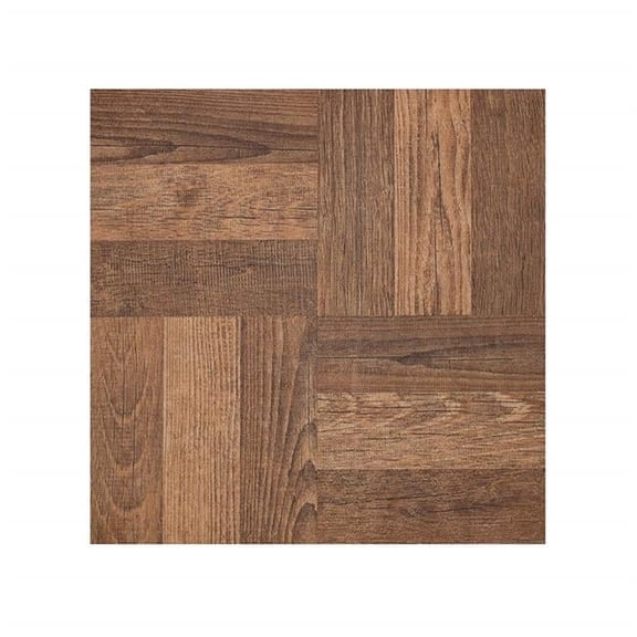 2 mm 12 x 12 in. Portfolio Self Adhesive Vinyl Floor Tile - Walnut Parquet, 9 Tiles per 9 sq ft.