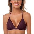 thumbnail image 1 of brasier triangular bordado para mujer, cierre frontal, encaje ligeramente forrado borgo帽a (Burgundy-1) XL borgo帽a (Burgundy-1) XL Xishao ropa, 1 of 2