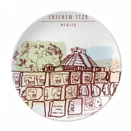 

Chichen Itza Mexico Ancient Civilization Drawing Plate Decorative Porcelain Salver Tableware Dinner Dish