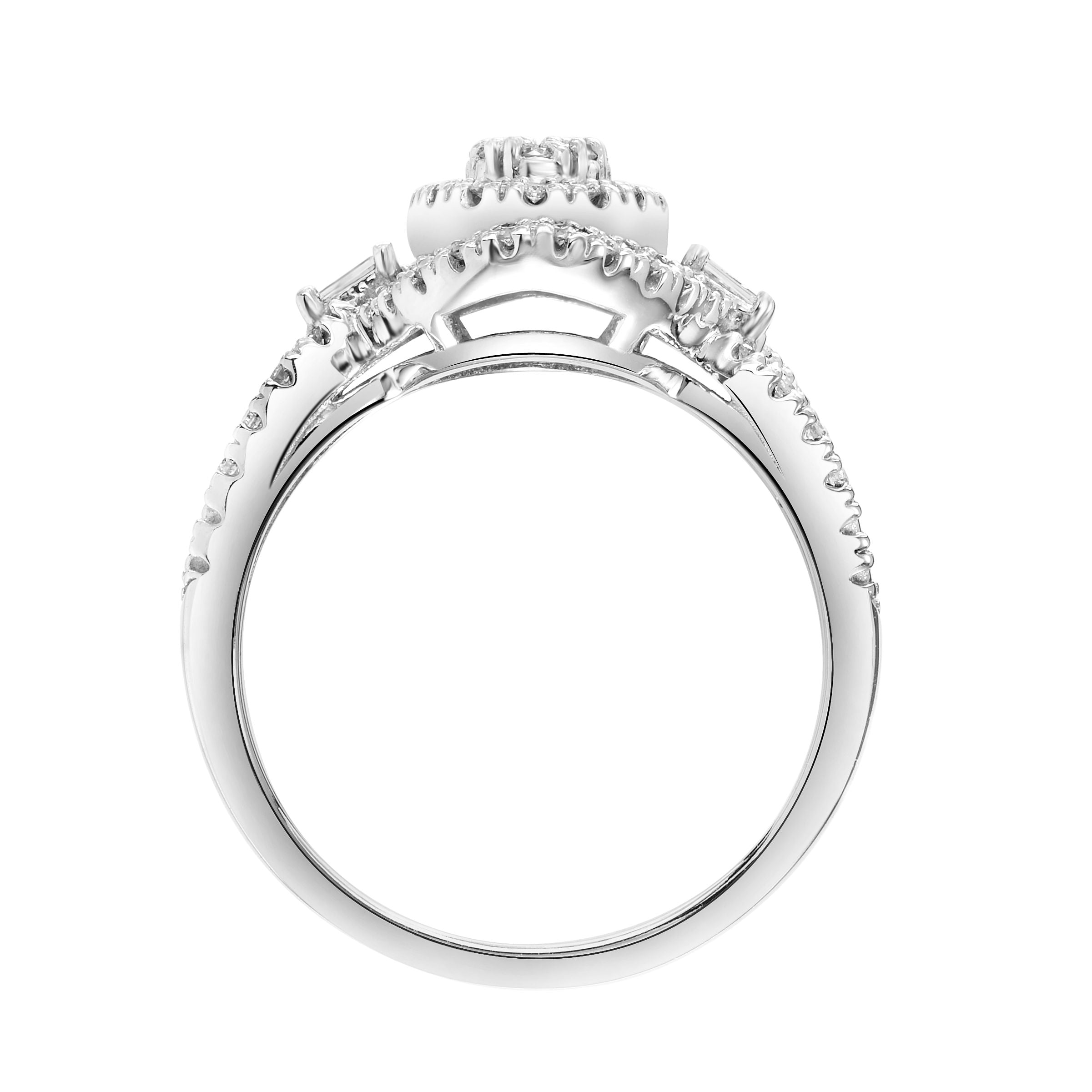 1/3ctw 10KT White Gold Oval Genuine Certified Diamond "Saturn" Engagement Ring by Keepsake (H-I, I2)