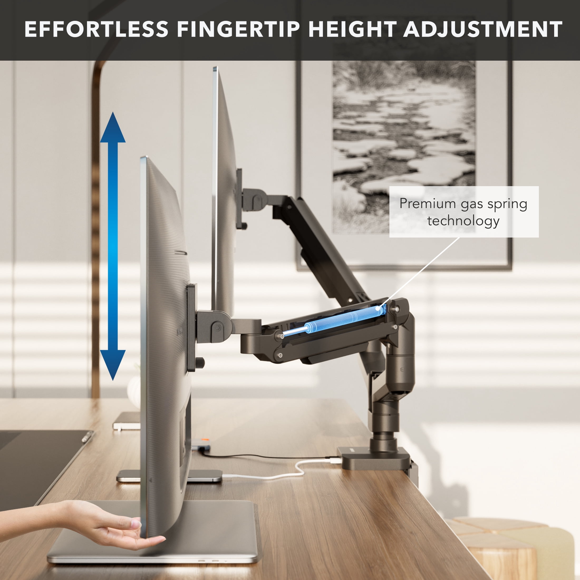 Heavy-Duty Dual Monitor Mount with Gas Spring Arms