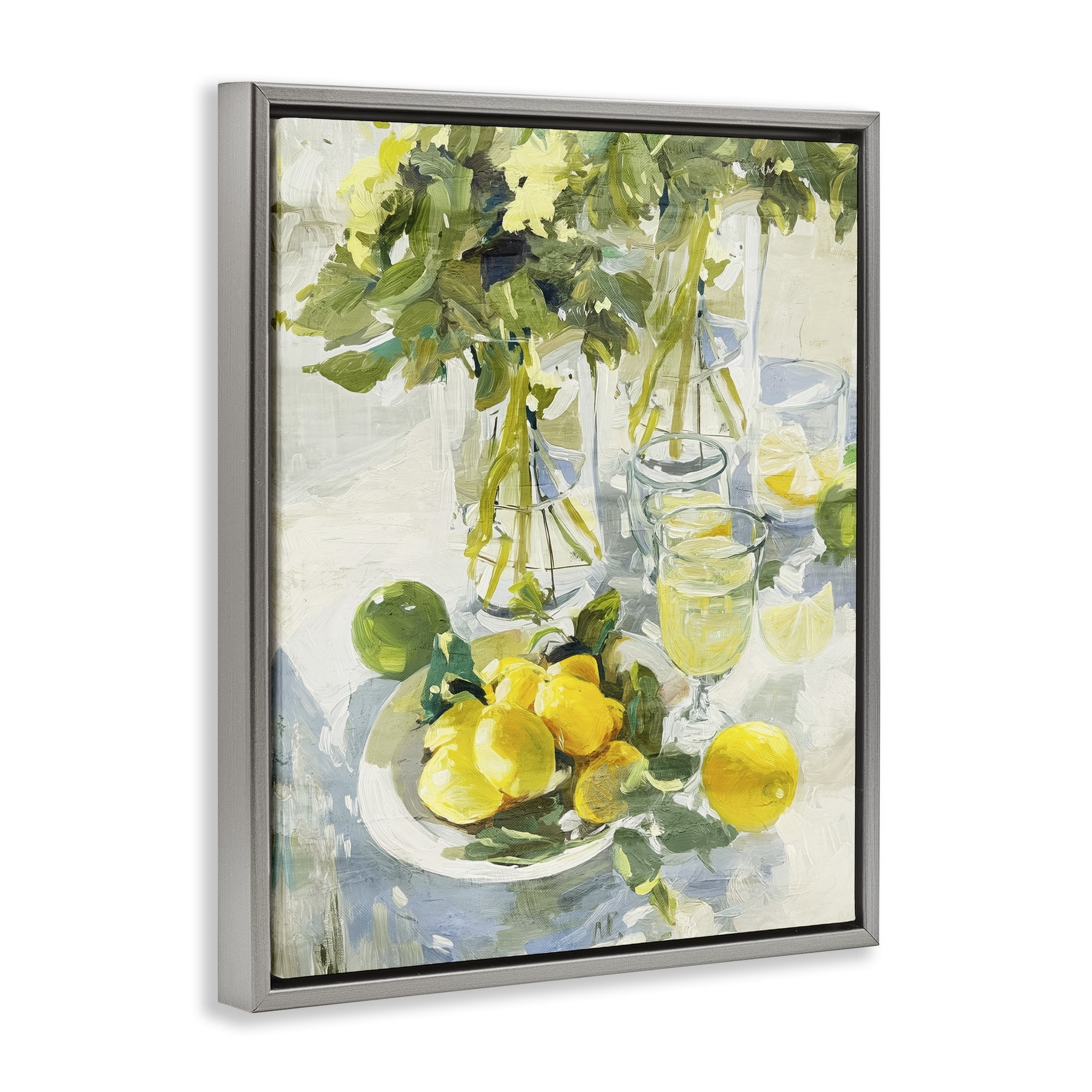 Stupell Industries Fresh Kitchen Lemons Spread Gray Framed Floater Canvas Wall Art, design by Annabelle Hall