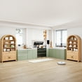 thumbnail image 3 of LEFHDA 73.6" Tall Arched Cabinet, Wooden 5-Tier Arched Bookcase with Storage Drawer, Mid-Century Modern Open Display Bookshelf for Living Room, Kitchen (Oak), 3 of 10