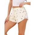 thumbnail image 4 of INSPIRE CHIC Womens Shorts Scalloped Hem Elastic Waist Adjustable Drawstring Ruffle Soft Cozy Sleepwear L Bear, 4 of 6