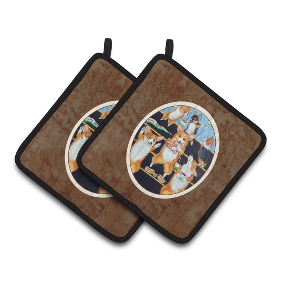 Go Team Corgi Pembroke Pair of Pot Holders