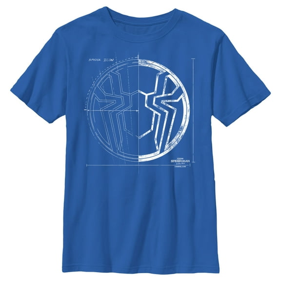 Boy's Marvel Spider-Man: No Way Home Spider Icon Blueprint  Graphic Tee Royal Blue Medium