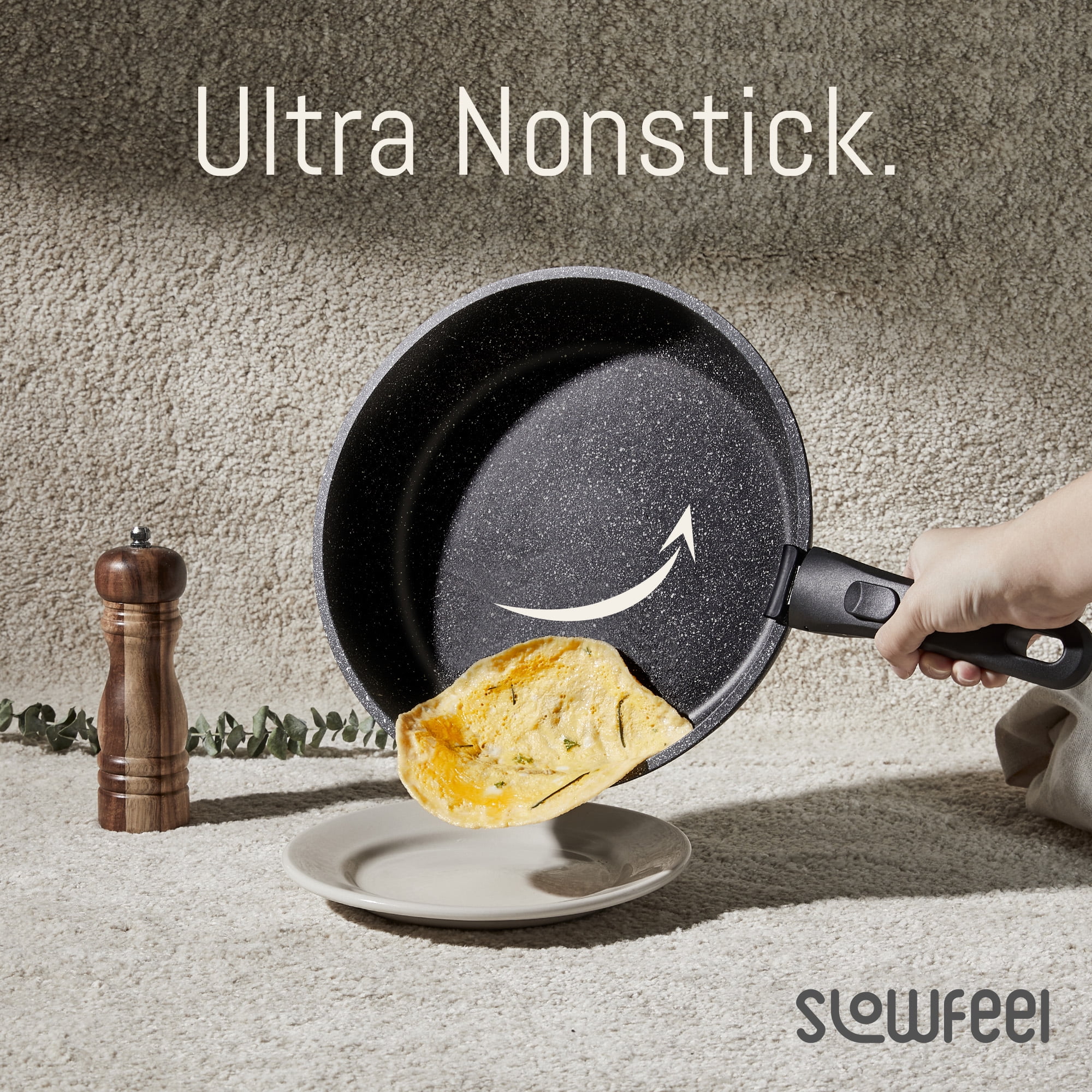 Slowfeel 25-Piece Pots and Pans Set, Nonstick Cookware Set with Detachable Handles, Induction Compatible, Dishwasher Safe, Black