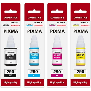 GI-290 Ink Bottles (4-Pack, Black Cyan Magenta Yellow) - GI290 GI-290 Ink Refill Replacement for Canon PIXMA G3200 G1200 G4210 G2200 G4200 Printer