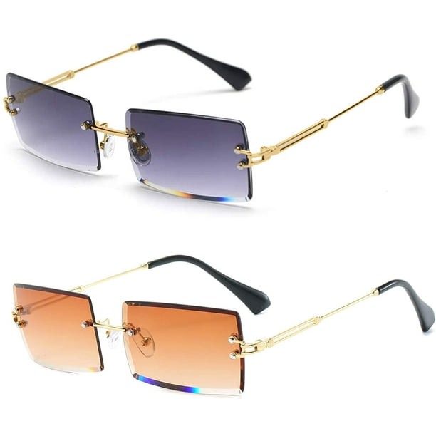 Square Rimless Sunglasses Ladies Luxury Brand Designer Summer Red Glasses  Fashion Sunglasses Men Uv400