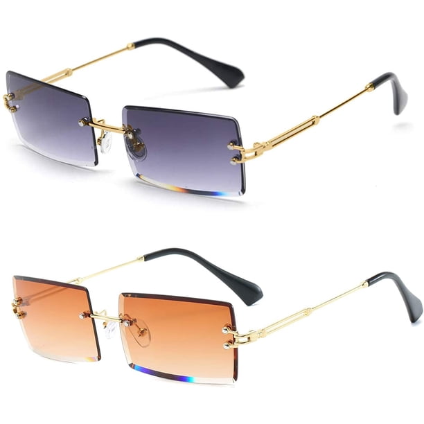 Gafas de sol rectangulares sin montura para mujer/hombre, gafas con montura de Metal ultraligeras, gafas cuadradas UV400 a la moda, Unisex Zhivalor Lentes de Sol Unisex