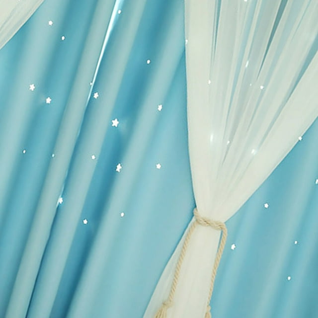 Home Living Room Bedroom Window Gauze Curtain Sunlight Blocking Drape Dual Layers Window Curtain