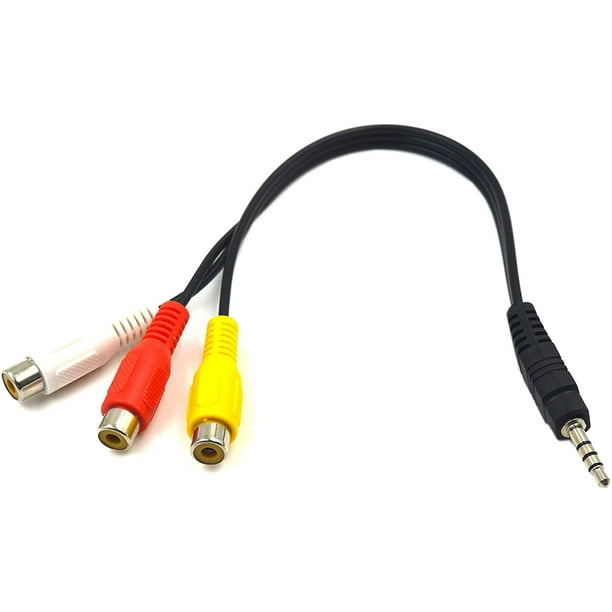 Poyiccot Fiche mâle 3,5 mm vers 3RCA femelle Câble adaptateur adaptateur  vidéo, fiche mâle 3,5 mm vers 3 RCA femelle (rouge-jaune-blanc) 
