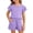 Purple, variant on Girls Summer Outfits 2 Piece Set - Ruffle Short Sleeve Button Down Shirt with Shorts Kids Casual Clothes with Pockets for Ages 5-14(Black/120)