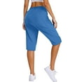 thumbnail image 3 of ABATAB Shorts Knee Length for Women Capris Lightweight Hiking Short Elastic Waisted Drawstring with Pockets, 3 of 5