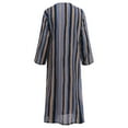 thumbnail image 3 of IBTOM CASTLE Men's Muslim Thobe Long Sleeve Striped Robe Gown Arab Islamic Kaftan Abaya Dress Middle East Dubai Ramadan Clothing XL Blue, 3 of 8