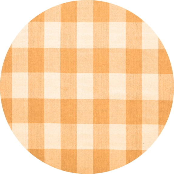 Ahgly Company Indoor Round Checkered Orange Modern Area Rugs, 7' Round