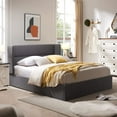 thumbnail image 3 of Relax & Rejuvenate Queen Size Lift up Storage Bed, Upholstered Platform Bed Frame with Modern Linen Fabric Wingback Headboard, Wood Slats Support, Easy Assembly, No Box Spring Needed, Light Grey, 3 of 7