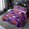thumbnail image 3 of Erosebridal Halloween Witch Quilt Full 3-Piece,Cartoon Pumpkin Ghost Full Bedspread Sets,Purple,1 Coverlet and 2 Pillowcases, 3 of 7
