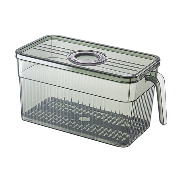 Fiudx Contenedor para Refrigerador, Apto para Alimentos, Diseño Transparente, Tapa Práctica con Asa, Apilable para Ahorrar Espacio, Escurridor Integrado, Fácil Acceso, Tamaños de 3/5 L.