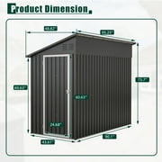 LZBEITEM 4 x 8 ft Outdoor Metal Storage Shed Lean to, Small Metal Wall Side Door Tool Sheds with Galvanized Floor Frame Kit Lockable for Garden, Backyard, Black, 95.25Dx48.82Wx75.7H