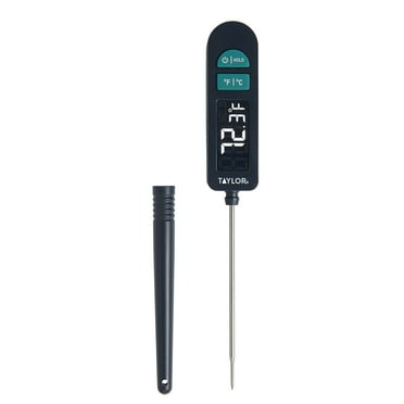 Taylor Digital Kitchen and Food Thermometer, LED Readout Display, Stainless Steel, Black