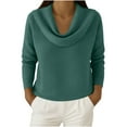 thumbnail image 2 of YueHuiYing Oversized Crewneck Cute High Sweater for Women Fall Winter Casual Long Sleeve Soft Knitted Pullover Top, 2 of 9