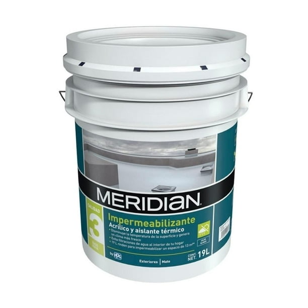 Impermeabilizante y Aislante Térmico Meridian Color Blanco 19 Litros ...