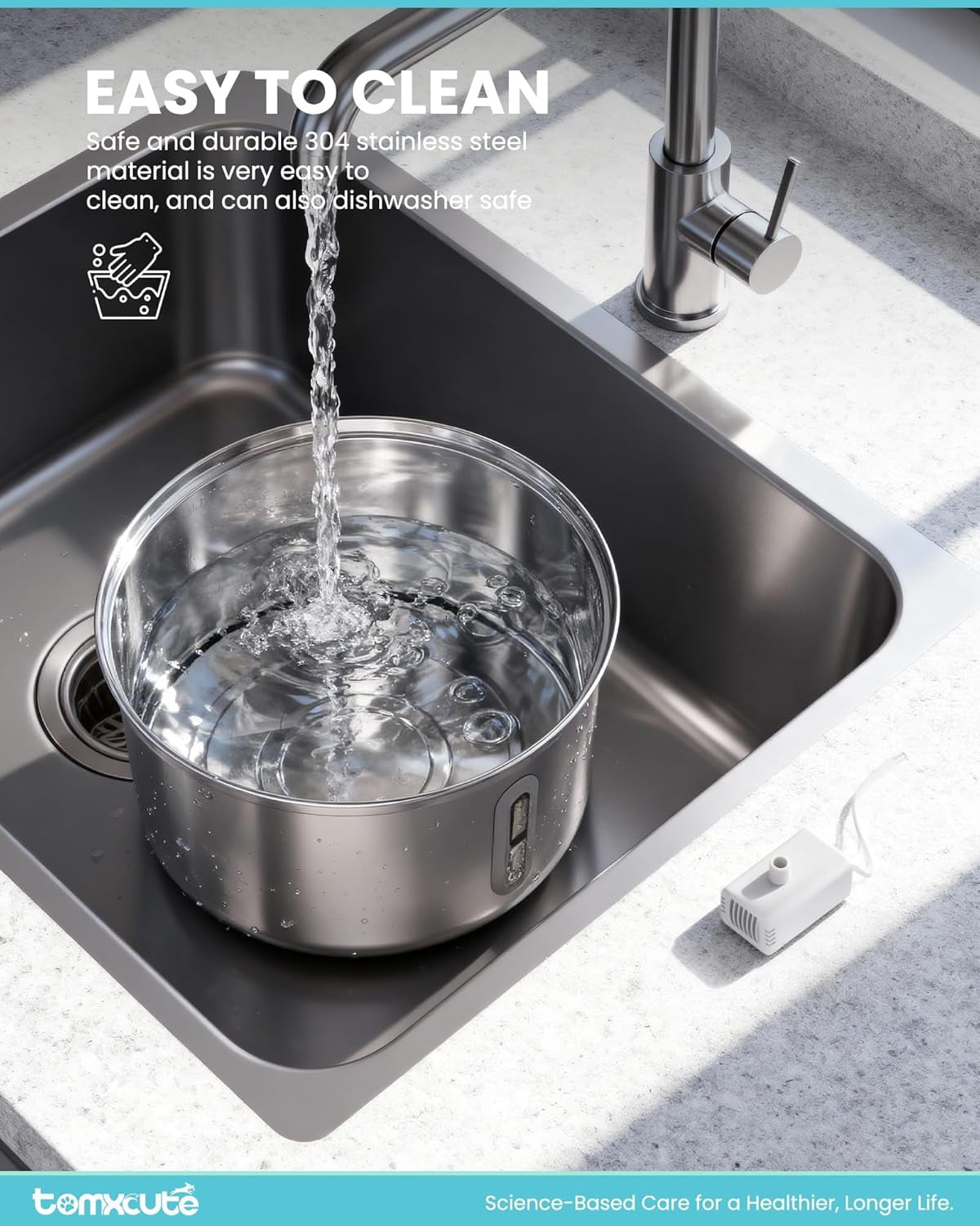 Cordless Automatic Cat Water Fountain 108oz Stainless Steel Rechargeable Pet Drinking Dispenser for Multiple Pets
