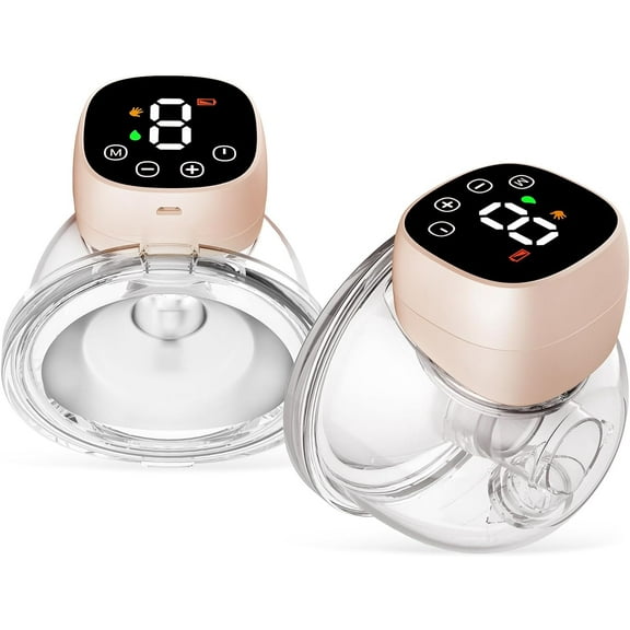 Hands Free Breast Pump, Wearable Breastfeeding Pump, Portable Electric Breast Pump with 24mm Flange, Wireless Breast Milk Pump, Extractor de Leche Materna Electrico 3 Modes 9 Levels 2 Pack Pink
