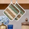 thumbnail image 2 of Farmhouse Sage Green Brown Pot Holders for Kitchen Heatproof Potholder, 3 Pack Country Vintage Wooden Hot Pads Multipurpose Oven Pads Cloth Potholders Trivet for Cooking Baking, 2 of 8