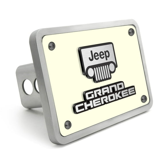 iPick Image for Jeep Grand Cherokee 3D Logo Glow in the Dark Luminescent Billet Aluminum 2 inch Tow Hitch Cover, Official Licensed
