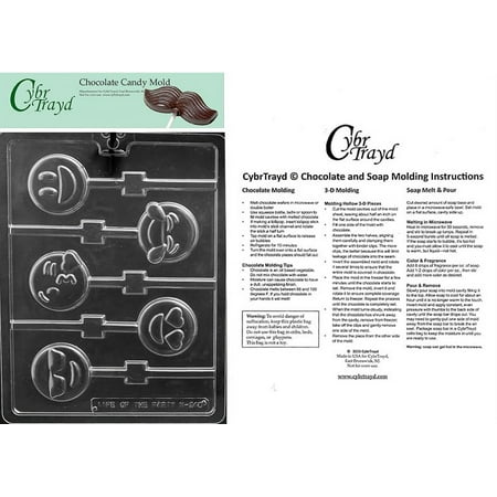 Emoji Lolly Chocolate Candy Mold with Exclusive Cybrtrayd Copyrighted Molding Instructions