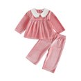 thumbnail image 1 of Conjunto de otoño para bebé niña: top de manga larga con cuello de muñeca y pantalón (2 piezas), 1 of 9