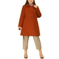 thumbnail image 2 of MODA NOVA Juniors Plus Size Single Breasted Cinched Waist Winter Long Coat 1X Red Brown, 2 of 5