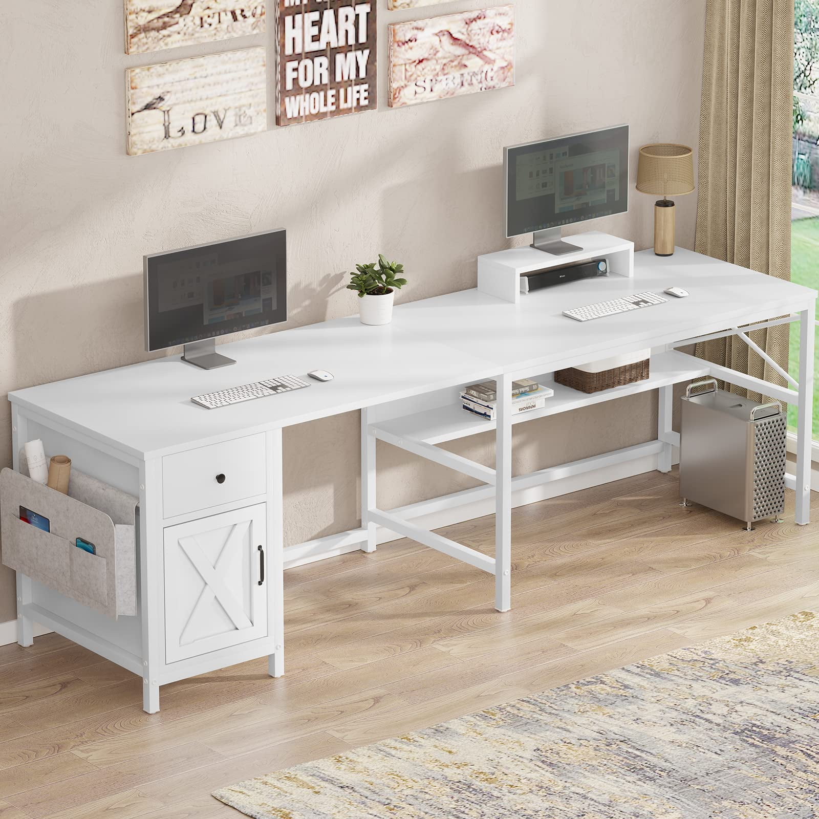 Reversible Computer Desk w/ 5 Shelves, Rolling L-Shaped Corner Desk Office  Desk