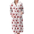 thumbnail image 1 of Women's Fleece Plush Robe Long Warm Plush Bathrobe Loungewear Jacket Printed Comfort Robe, 1 of 5